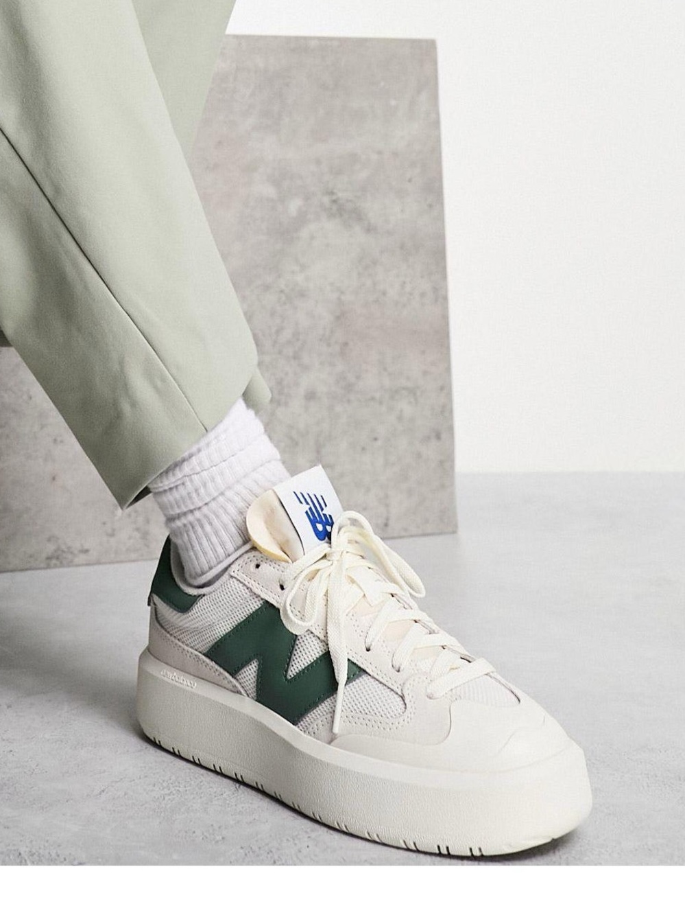 New Balance CT302 Women's Low-Top Sneakers in Off-White and Dark Green